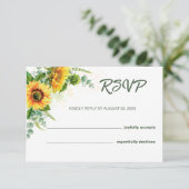 Cartons Réponse Mariage rustique à l'aquarelle avec tournesols et (Debout devant)