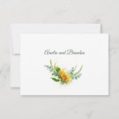 Cartons Réponse Mariage rustique à l'aquarelle avec tournesols et (Dos)