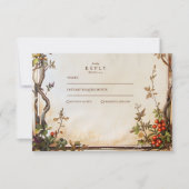 Cartons Réponse Mariage Rustique aux Baies et Branches (Devant)
