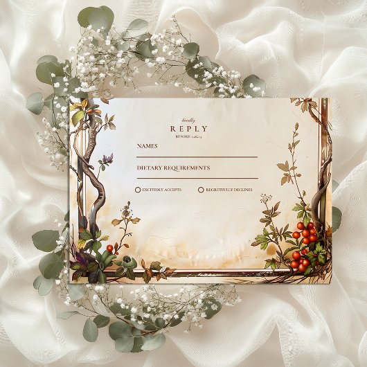Cartons Réponse Mariage Rustique aux Baies et Branches