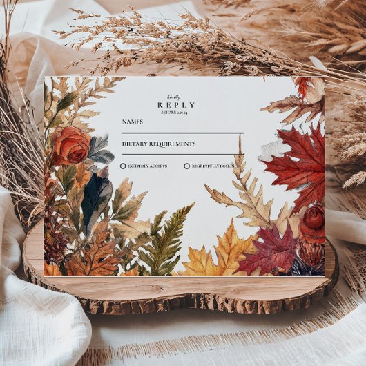Cartons Réponse Mariage Rustique aux Feuilles d'Automne