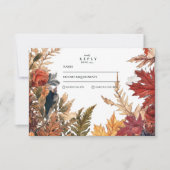 Cartons Réponse Mariage Rustique aux Feuilles d'Automne (Devant)