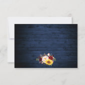 Cartons Réponse Mariage Rustique Bleu Chaîne Lumières Dentelle Flo (Dos)