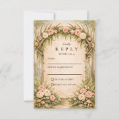Cartons Réponse Mariage rustique botanique bois de cerf (Devant)