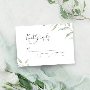 Cartons Réponse Mariage rustique botanique minimaliste de verdure