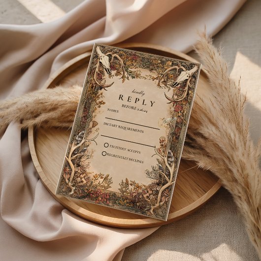 Cartons Réponse Mariage Rustique de Cerf en Automne