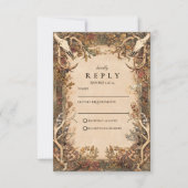 Cartons Réponse Mariage Rustique de Cerf en Automne (Devant)