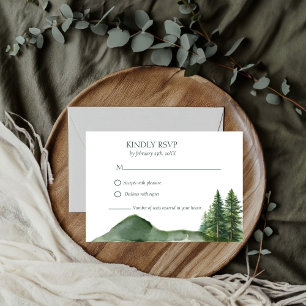 Cartons Réponse Mariage Rustique de la forêt de montagne de bois