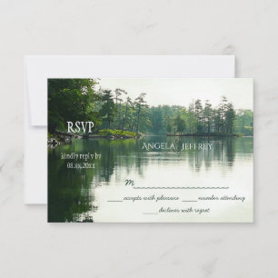Cartons Réponse Mariage rustique de réflexion de lac de montagne R