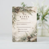Cartons Réponse Mariage Rustique d'Hiver (Debout devant)