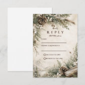 Cartons Réponse Mariage Rustique d'Hiver (Devant / Derrière)