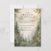 Cartons Réponse Mariage Rustique en Forêt de Bois (Devant)