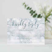Cartons Réponse Mariage Rustique Floral Winter Snowflakes (Debout devant)