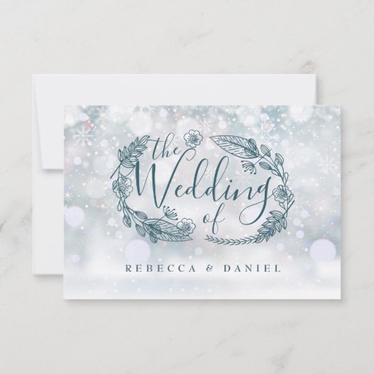 Cartons Réponse Mariage Rustique Floral Winter Snowflakes (Dos)