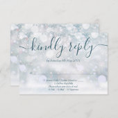 Cartons Réponse Mariage Rustique Floral Winter Snowflakes (Devant / Derrière)