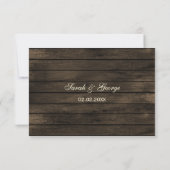 Cartons Réponse Mariage rustique florissant en bois de barnwood RS (Dos)