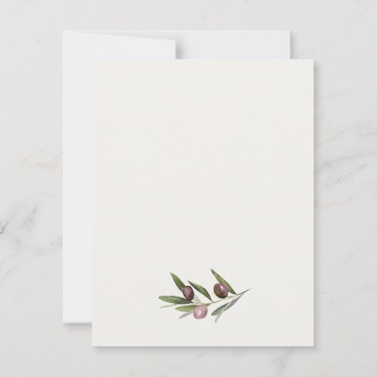 Cartons Réponse Mariage rustique minimal à la branche d'olivier Ma (Dos)