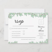 Cartons Réponse Mariage Rustique Moderne à la Eucalyptus (Devant)