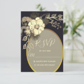 Cartons Réponse Mariage rustique or et noir (Debout devant)