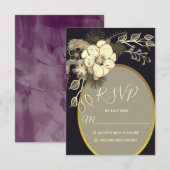Cartons Réponse Mariage rustique or et noir (Devant / Derrière)