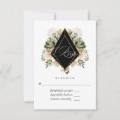 Cartons Réponse Mariage rustique polygonal floral ivoire (Devant)