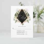 Cartons Réponse Mariage rustique polygonal floral ivoire (Debout devant)