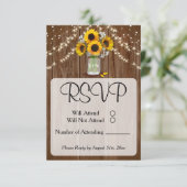 Cartons Réponse Mariage rustique Sunflower Mason Jar (Debout devant)