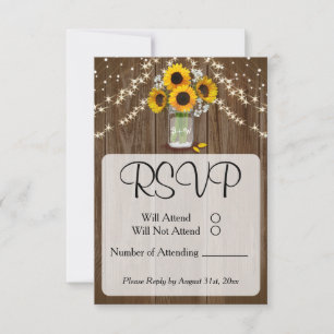 Cartons Réponse Mariage rustique Sunflower Mason Jar