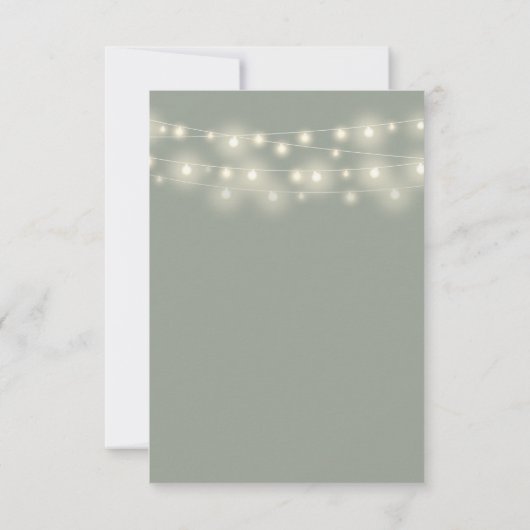 Cartons Réponse Mariage Sage Green Script String Lights (Dos)