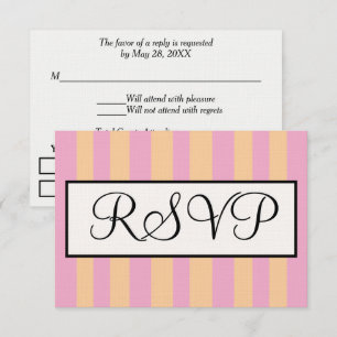 Cartons Réponse Mariage Sandy Beach rayures de cabane rose