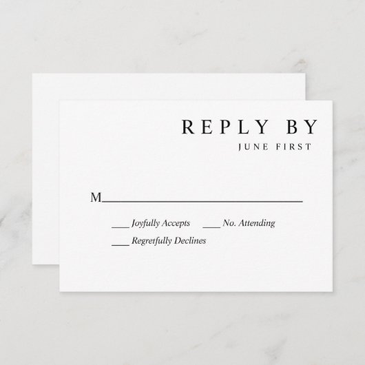 Cartons Réponse Mariage simple (Devant / Derrière)