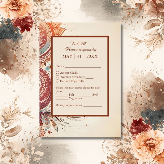 Cartons Réponse mariage simple beige boho chic