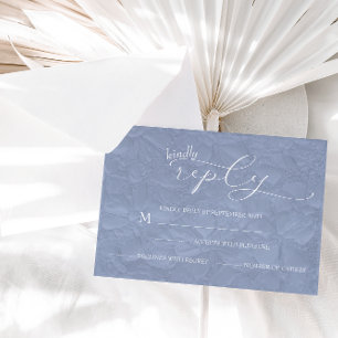 Cartons Réponse Mariage Simple Chic Bleu Poussiéreux