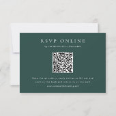 Cartons Réponse Mariage Simple Code QR Vert Émeraude Classique (Devant)