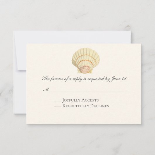 Cartons Réponse Mariage simple coquille vintage (Devant)