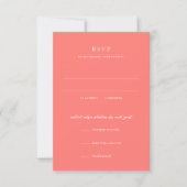 Cartons Réponse Mariage Simple Corail Vibrant Moderne (Devant)