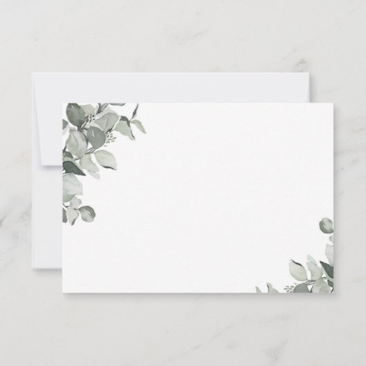 Cartons Réponse Mariage simple d'aquarelle Eucalyptus (Dos)