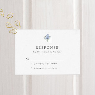 Cartons Réponse Mariage simple de chardon bleu