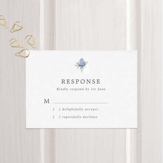 Cartons Réponse Mariage simple de chardon bleu