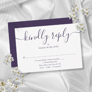 Cartons Réponse Mariage simple élégant écriture violette
