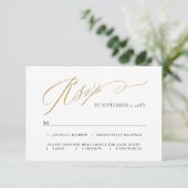 Cartons Réponse Mariage Simple Élégant Script Choix de Repas Or (Debout devant)