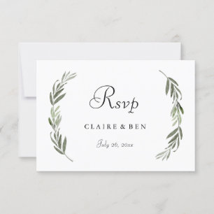 Cartons Réponse Mariage simple et moderne en feuille d'or vert RSV