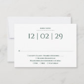 Cartons Réponse Mariage Simple et Spécial Date Vert Emeraude (Devant)