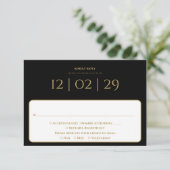 Cartons Réponse Mariage Simple et Spécial Noir et Or (Debout devant)