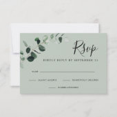 Cartons Réponse Mariage simple Eucalyptus Sage (Devant)