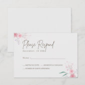 Cartons Réponse Mariage simple Fleur élégant (Devant / Derrière)