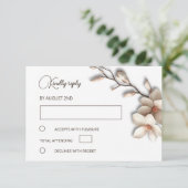 Cartons Réponse Mariage simple magnolia en ivoire 3D (Debout devant)