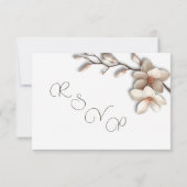 Cartons Réponse Mariage simple magnolia en ivoire 3D (Dos)