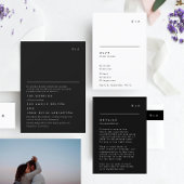 Cartons Réponse Mariage simple moderne de Monogramme noir et blanc