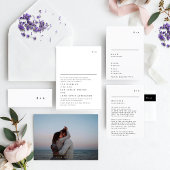 Cartons Réponse Mariage simple moderne de Monogramme noir et blanc